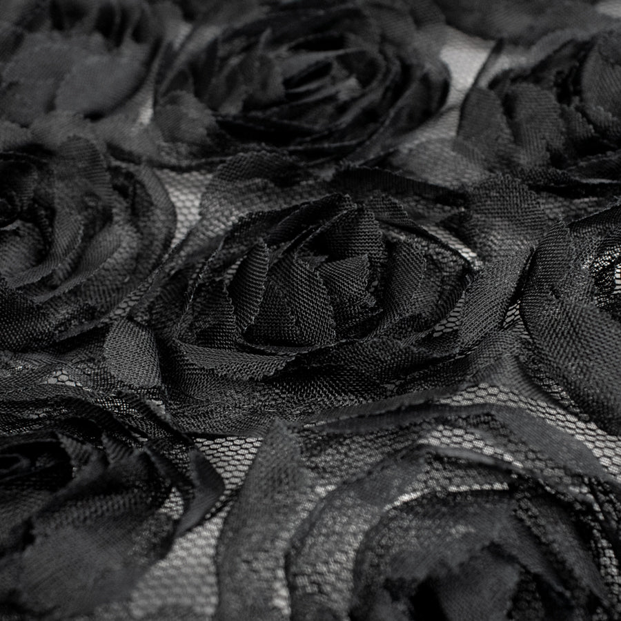 3D Flower Laces Black