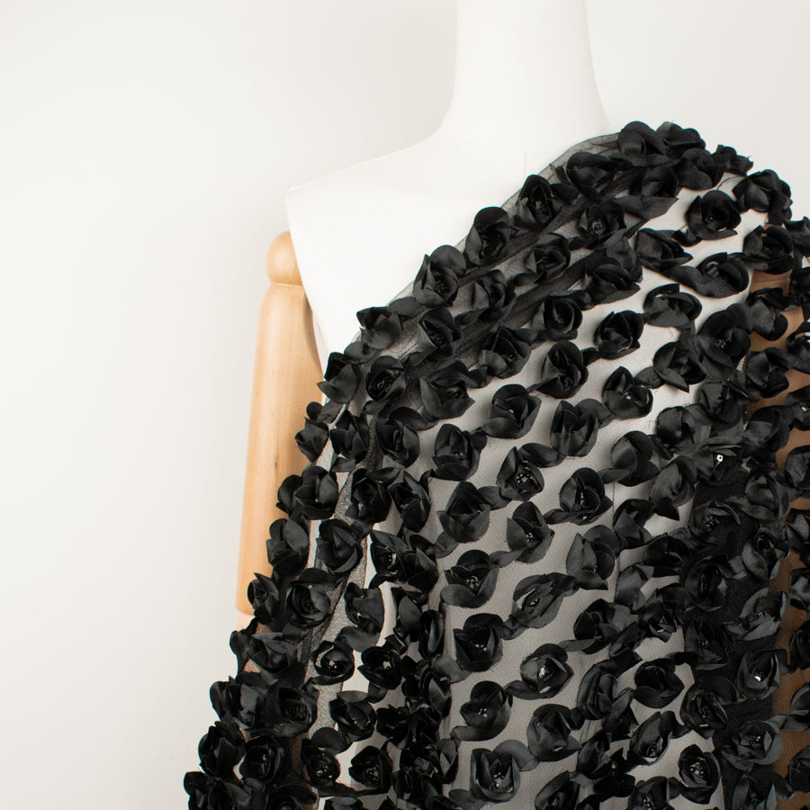 3D Flower Laces Design-2 Black