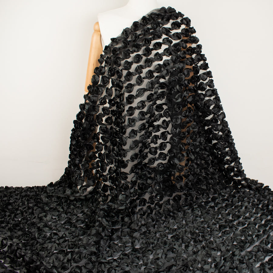 3D Flower Laces Design-2 Black