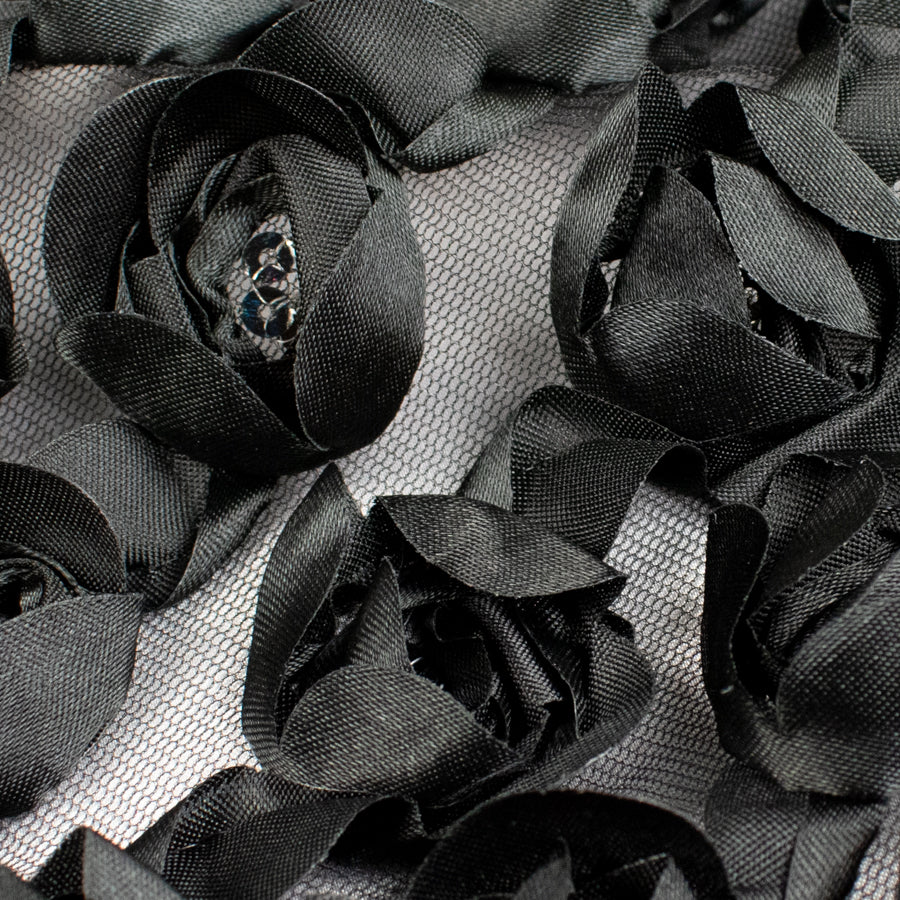 3D Flower Laces Design-2 Black