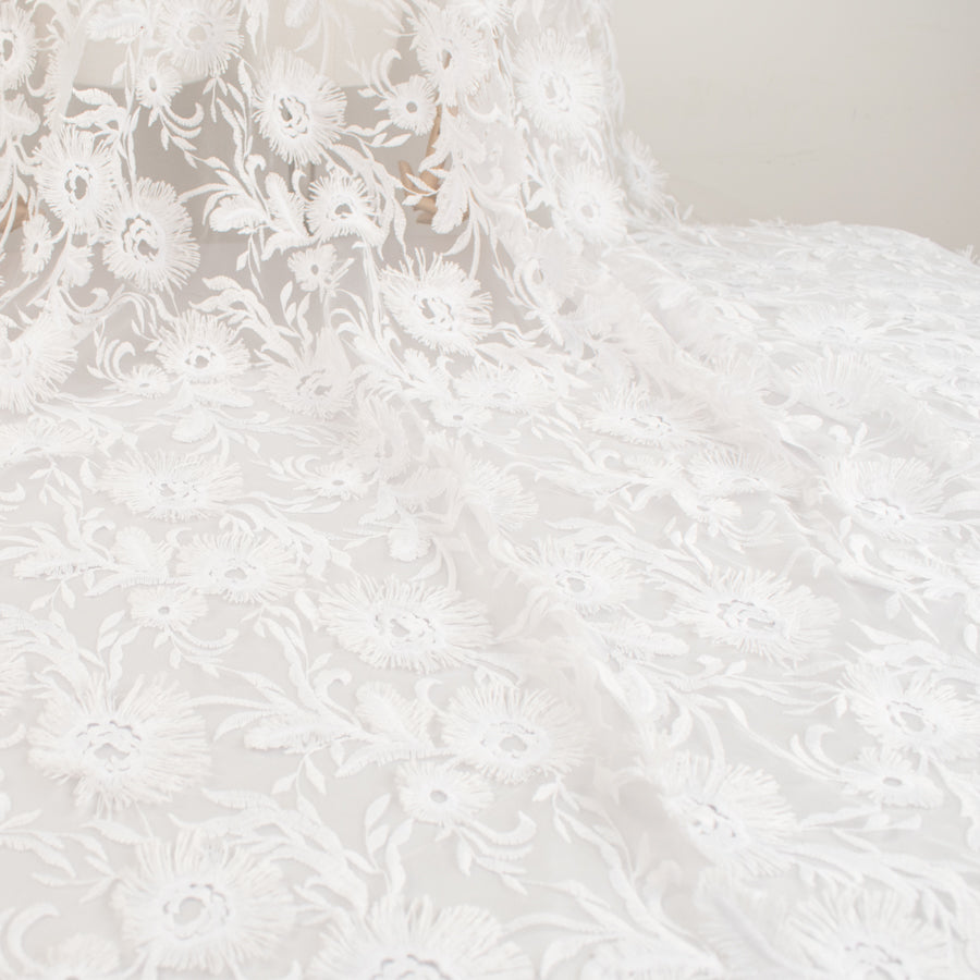 3D Flower Embroidered Laces White