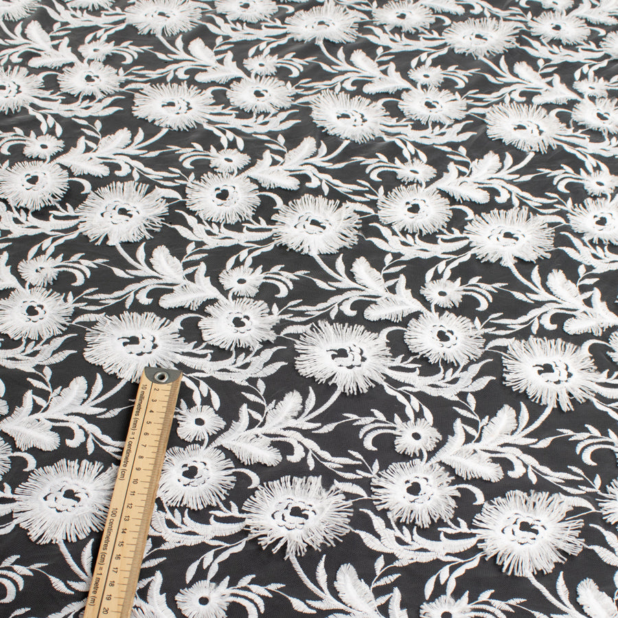 3D Flower Embroidered Laces White