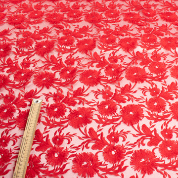 3D Flower Embroidered Laces Red