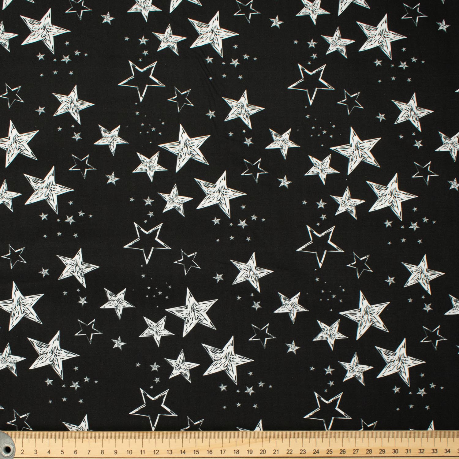Galaxy Collection #06 White Stars on Black Cotton Prints