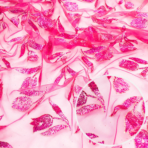 Glitter Floral Tulle Mesh