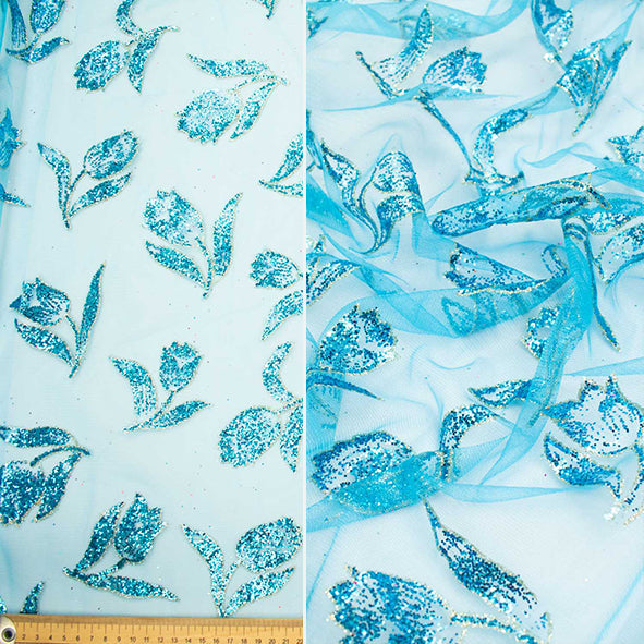 Glitter Floral Tulle Mesh