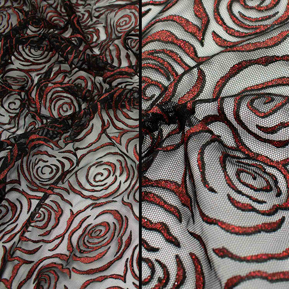 Glitter Rose Floral Tulle Mesh