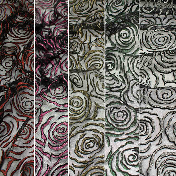 Glitter Rose Floral Tulle Mesh