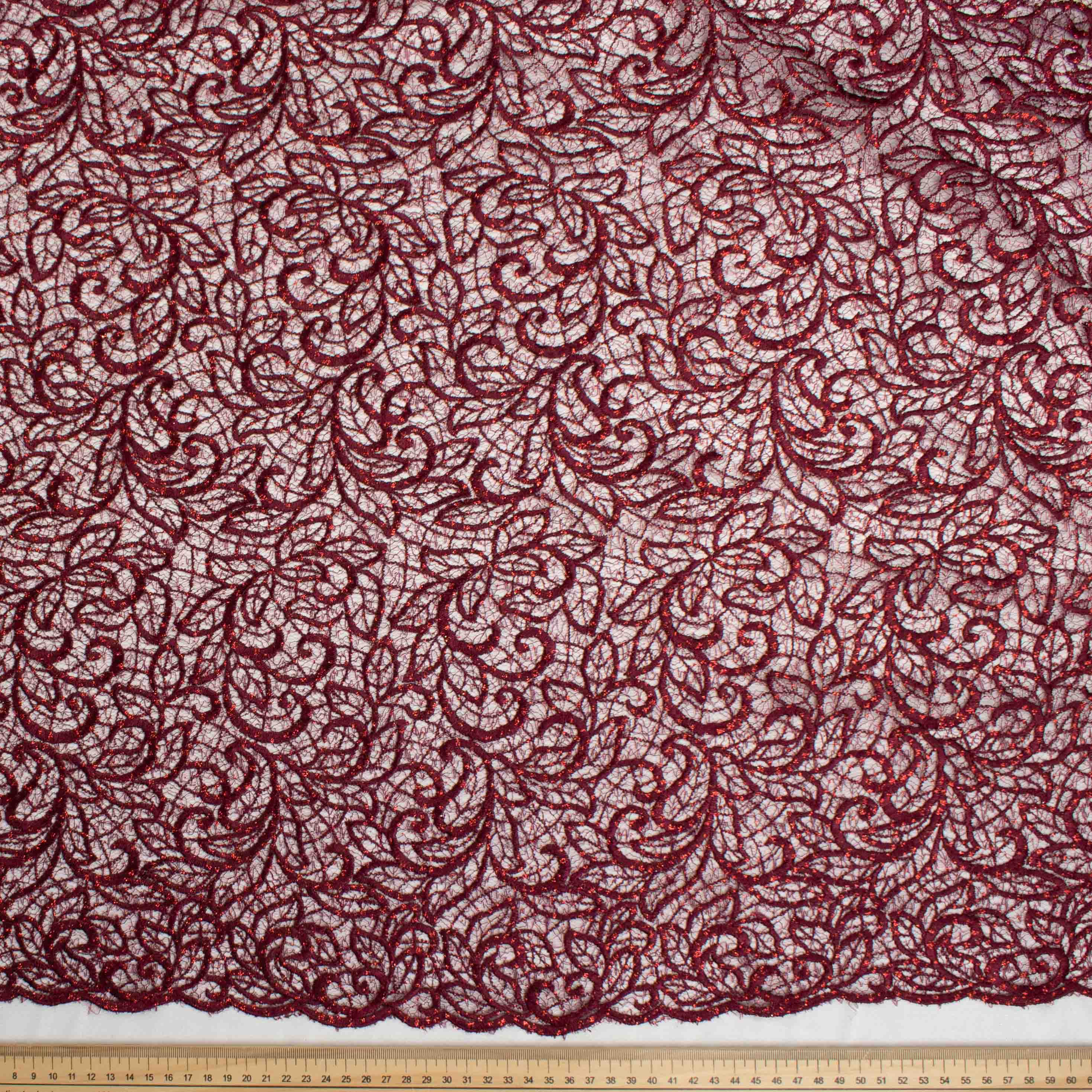 Glitter Guipure Lace Maroon