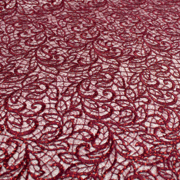 Glitter Guipure Lace Maroon