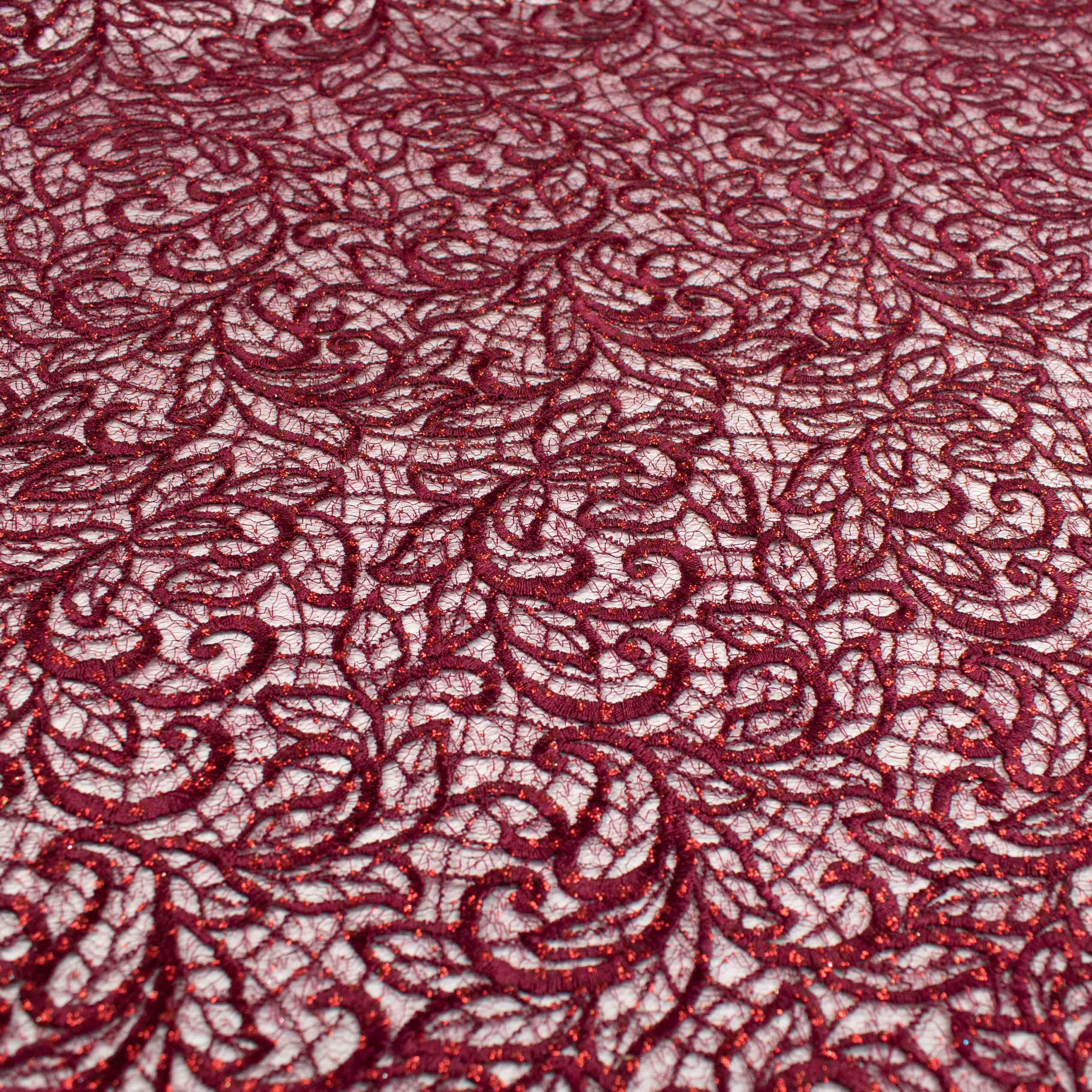Glitter Guipure Lace Maroon