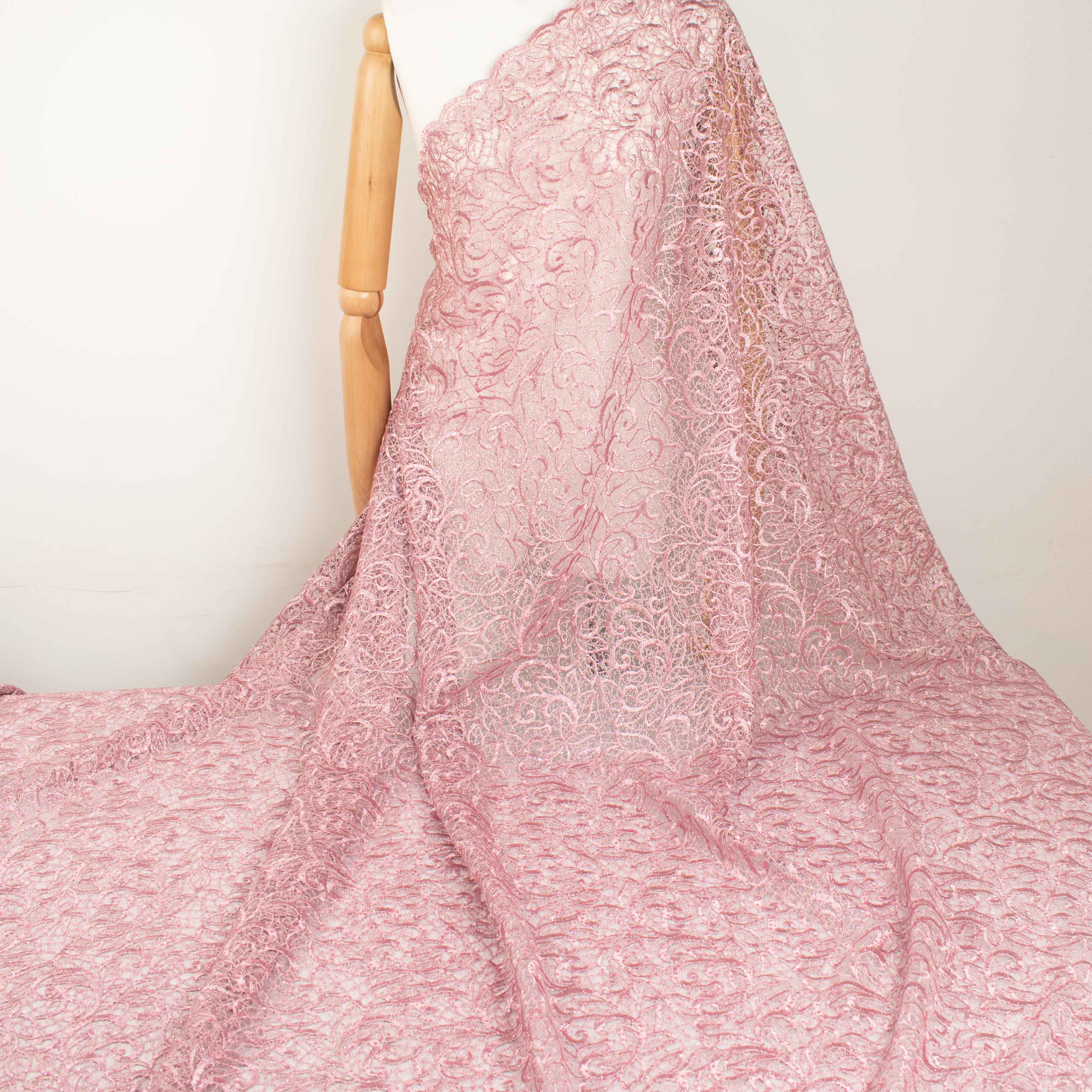 Glitter Guipure Lace Dusty Pink