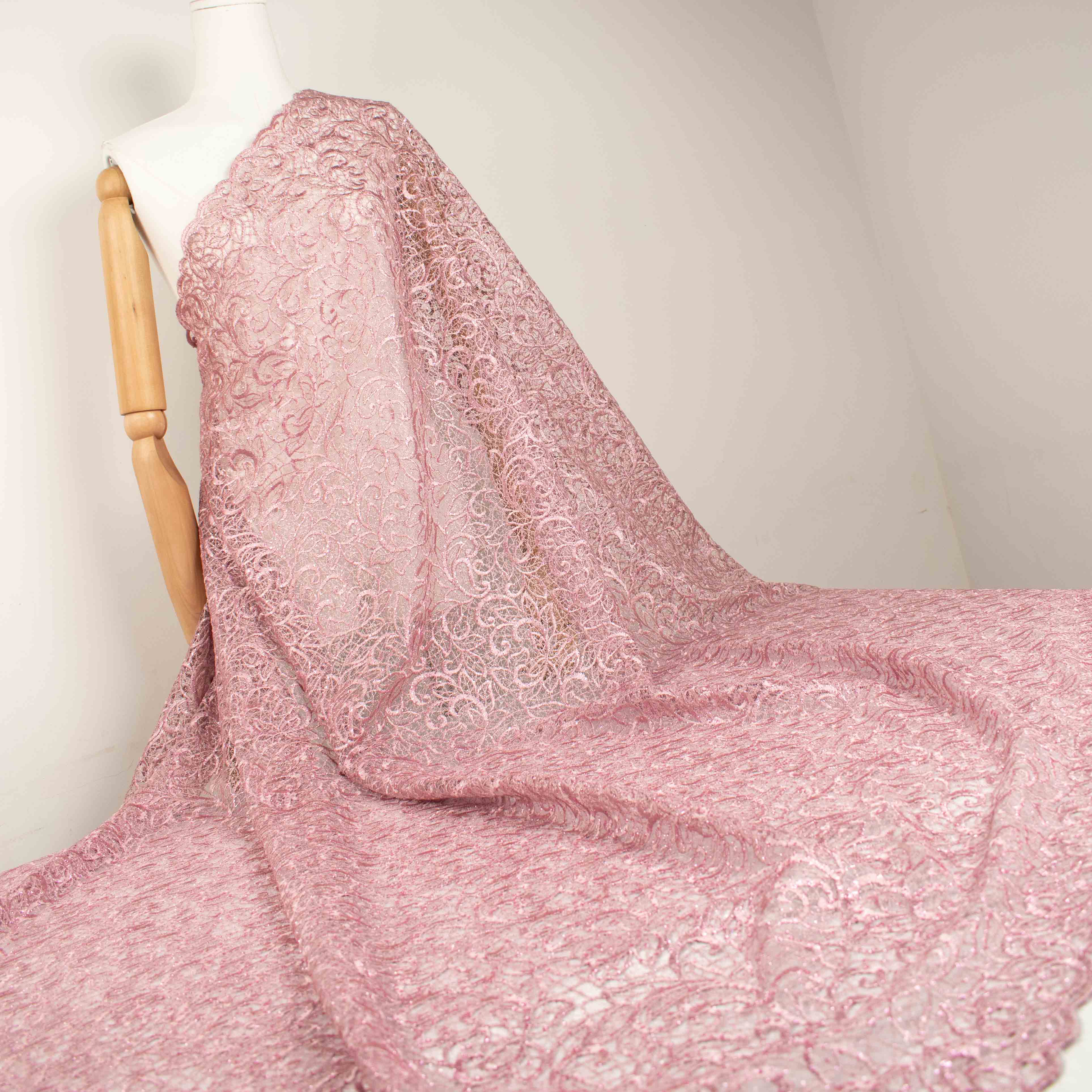 Glitter Guipure Lace Dusty Pink