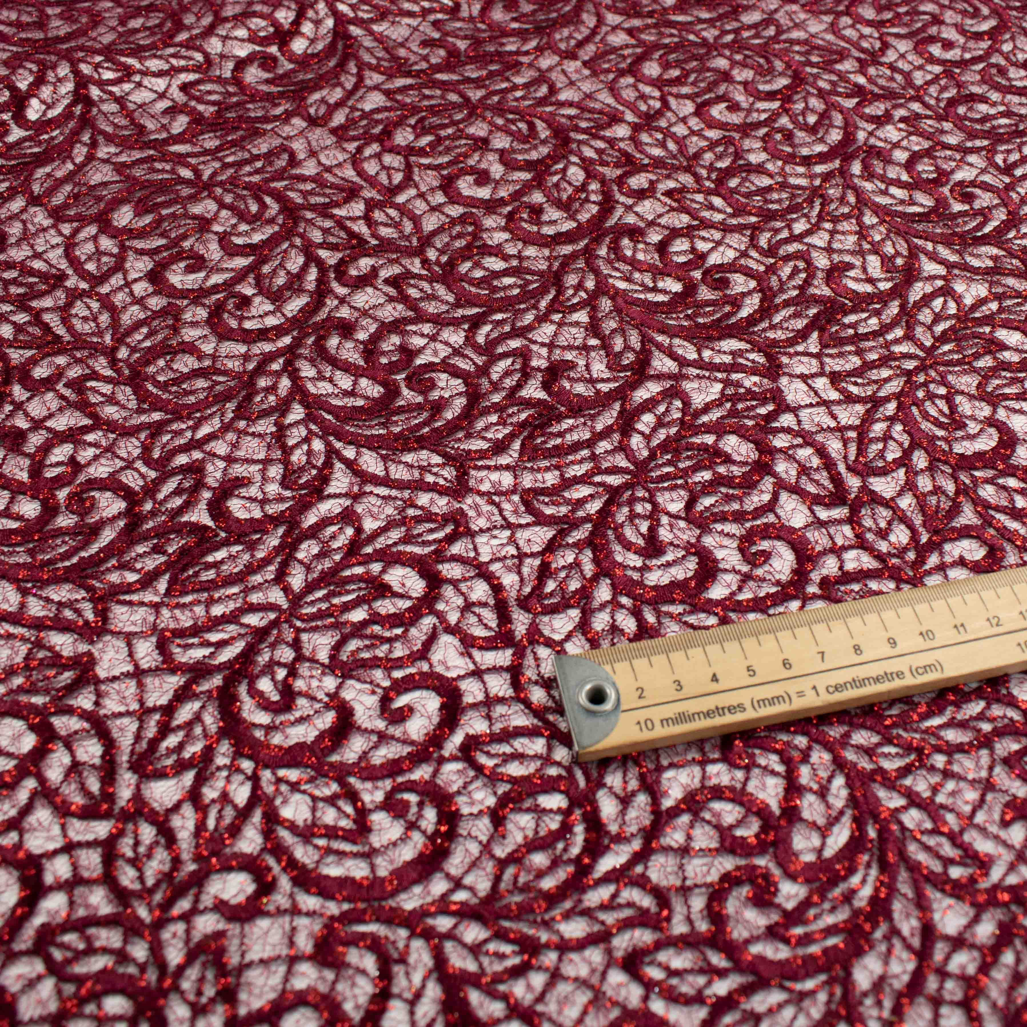 Glitter Guipure Lace Maroon