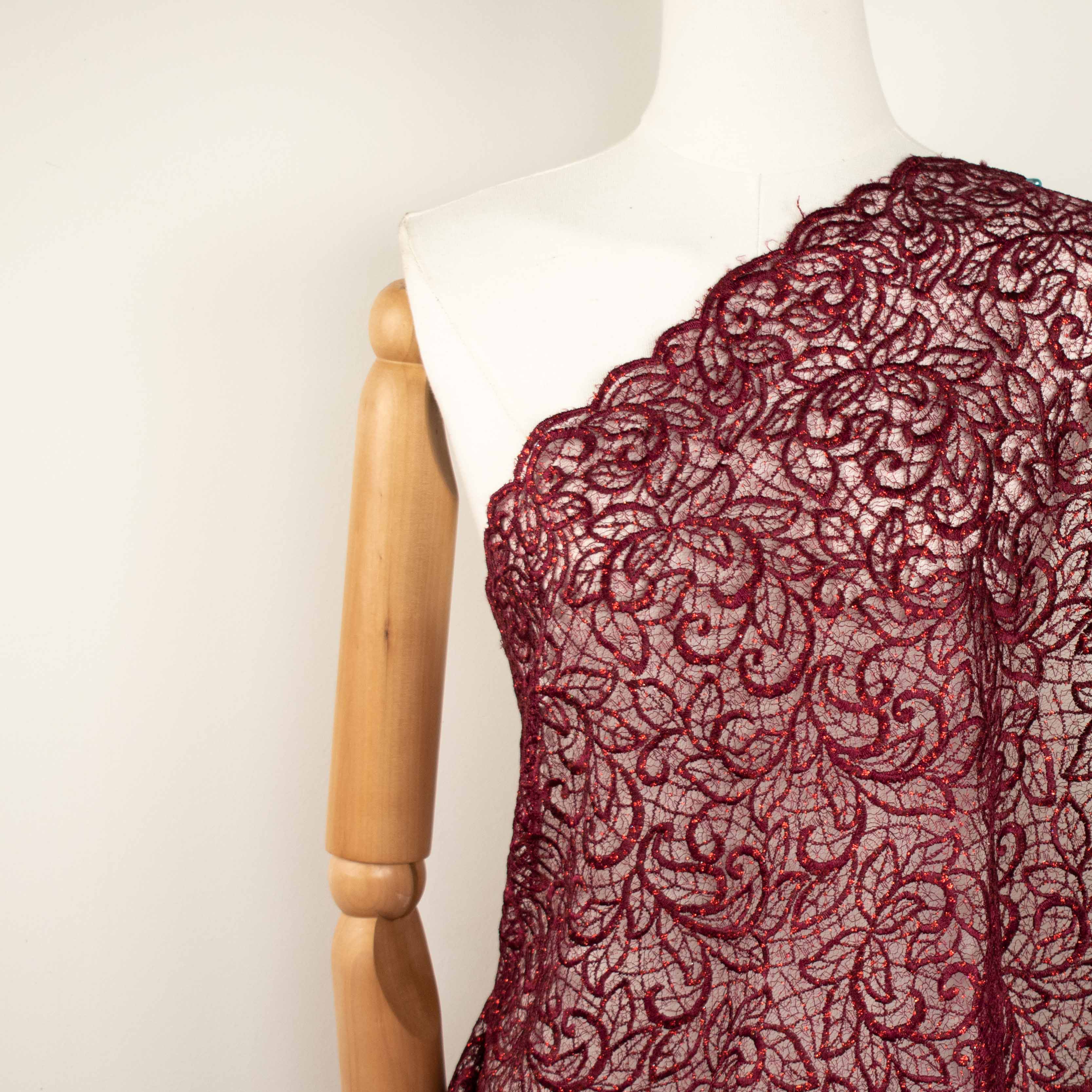 Glitter Guipure Lace Maroon