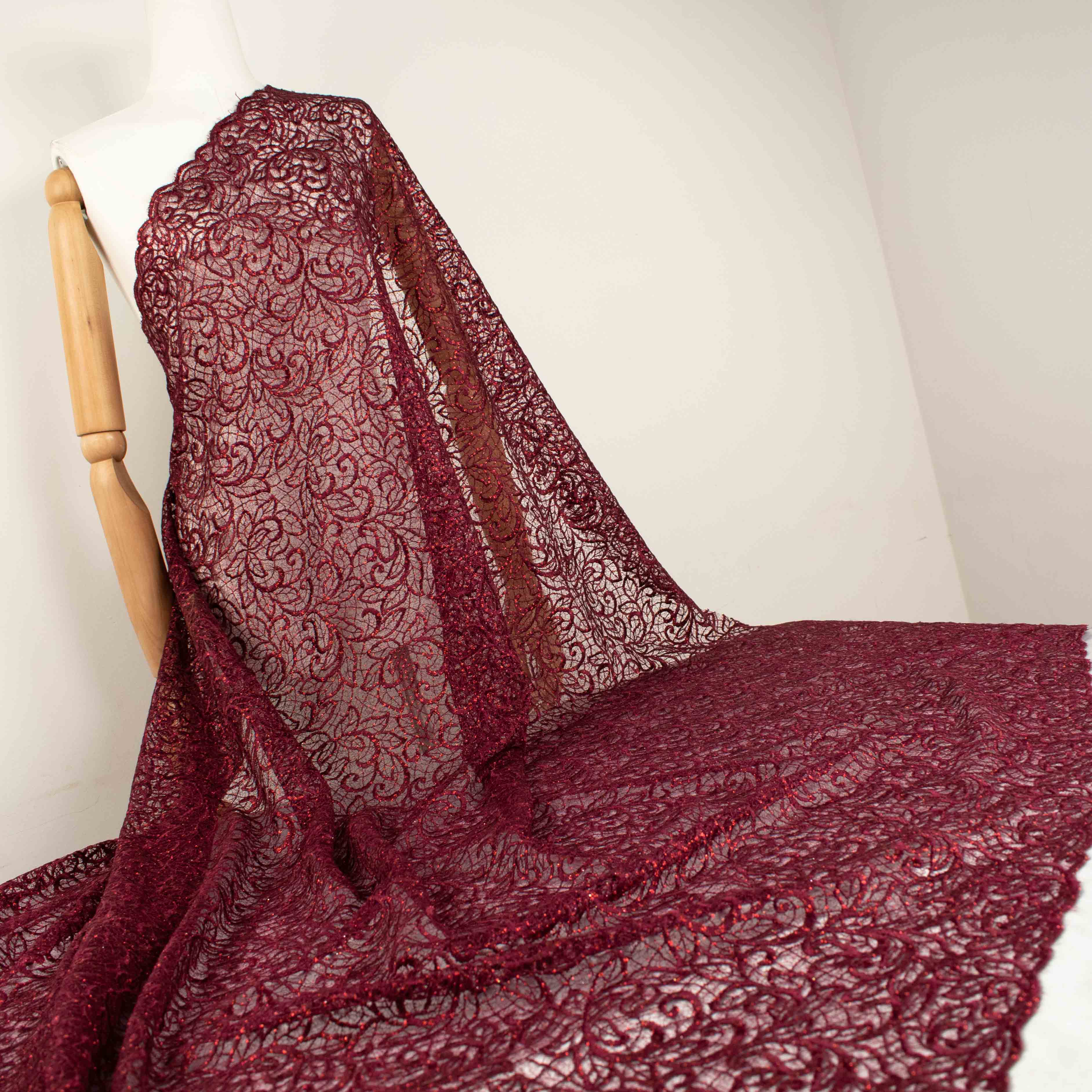 Glitter Guipure Lace Maroon