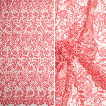Guipure Lace Col-Coral Pink