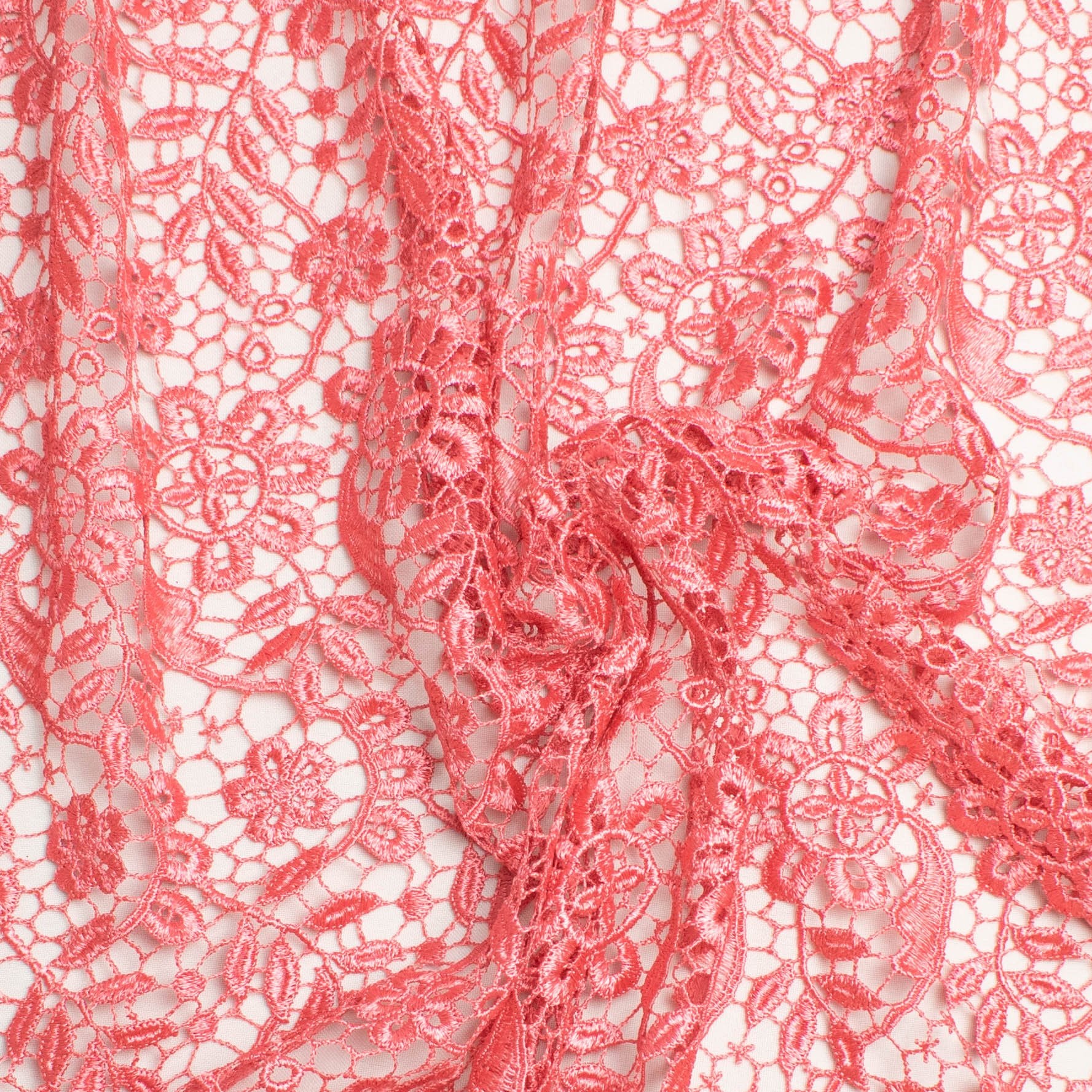 Guipure Lace Col-Coral Pink