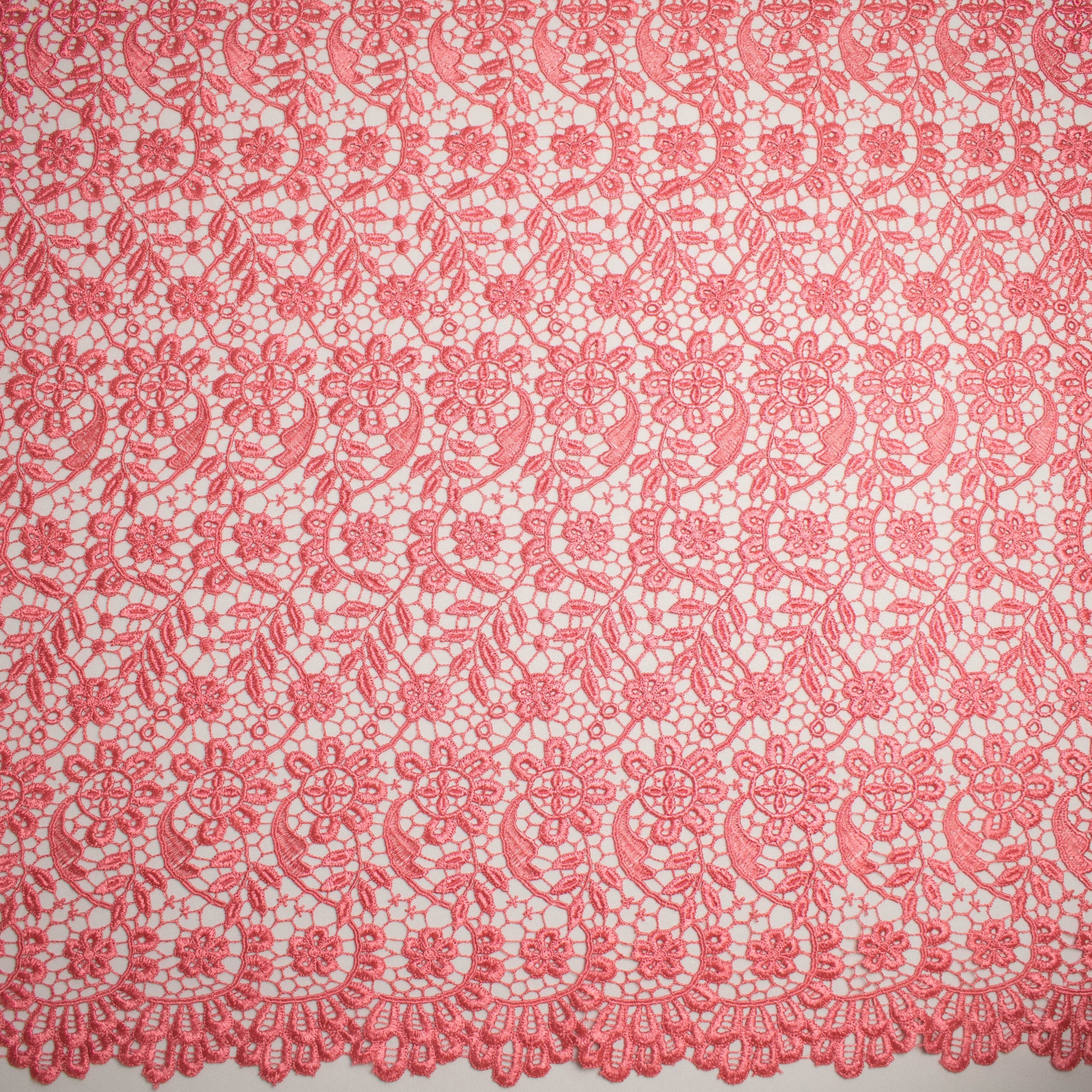 Guipure Lace Col-Coral Pink