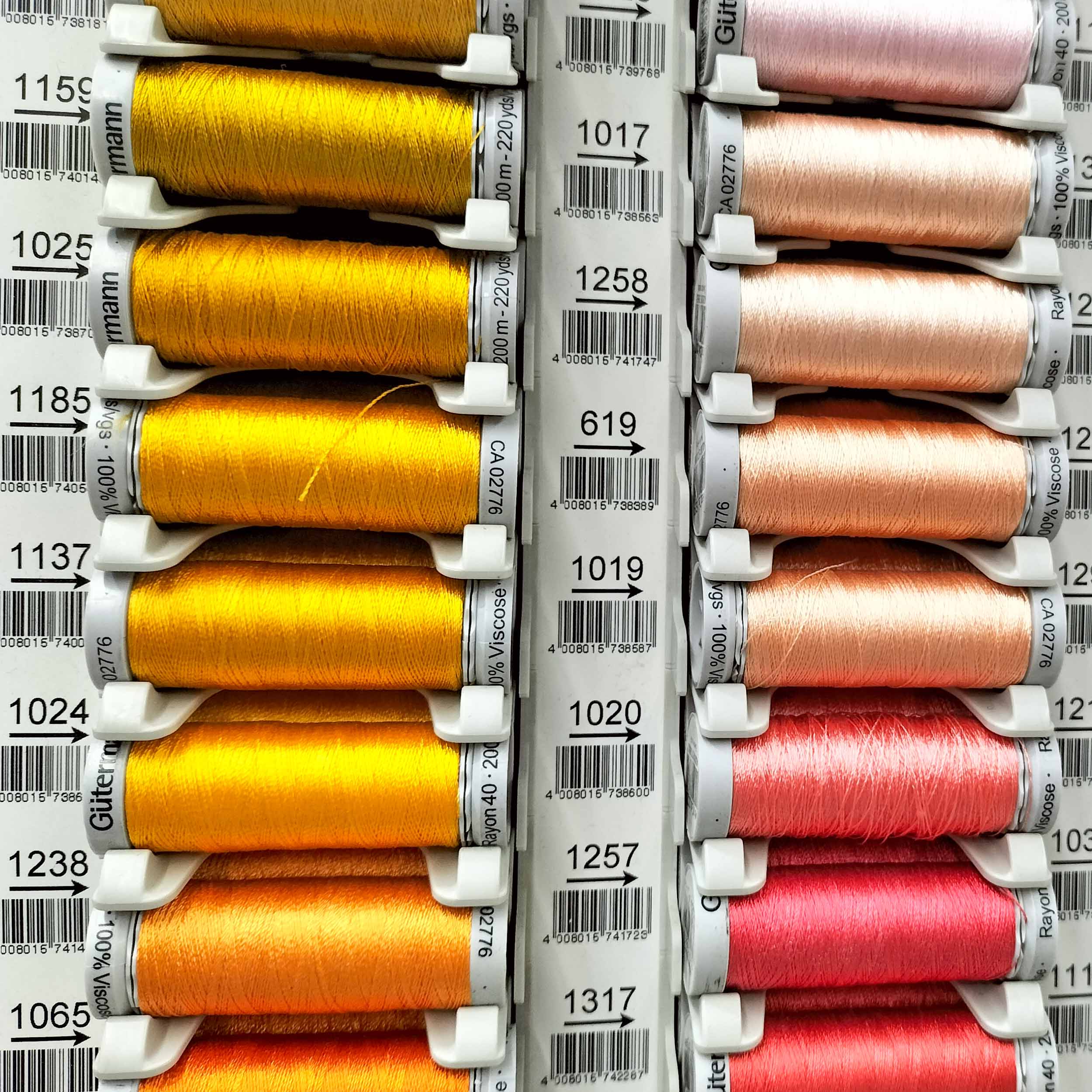 Gutermann Sulky Rayon 40 Machine Embroidery Thread 200M Collection 1