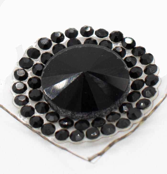 Black Round Diamante Iron-on Motif 2CM