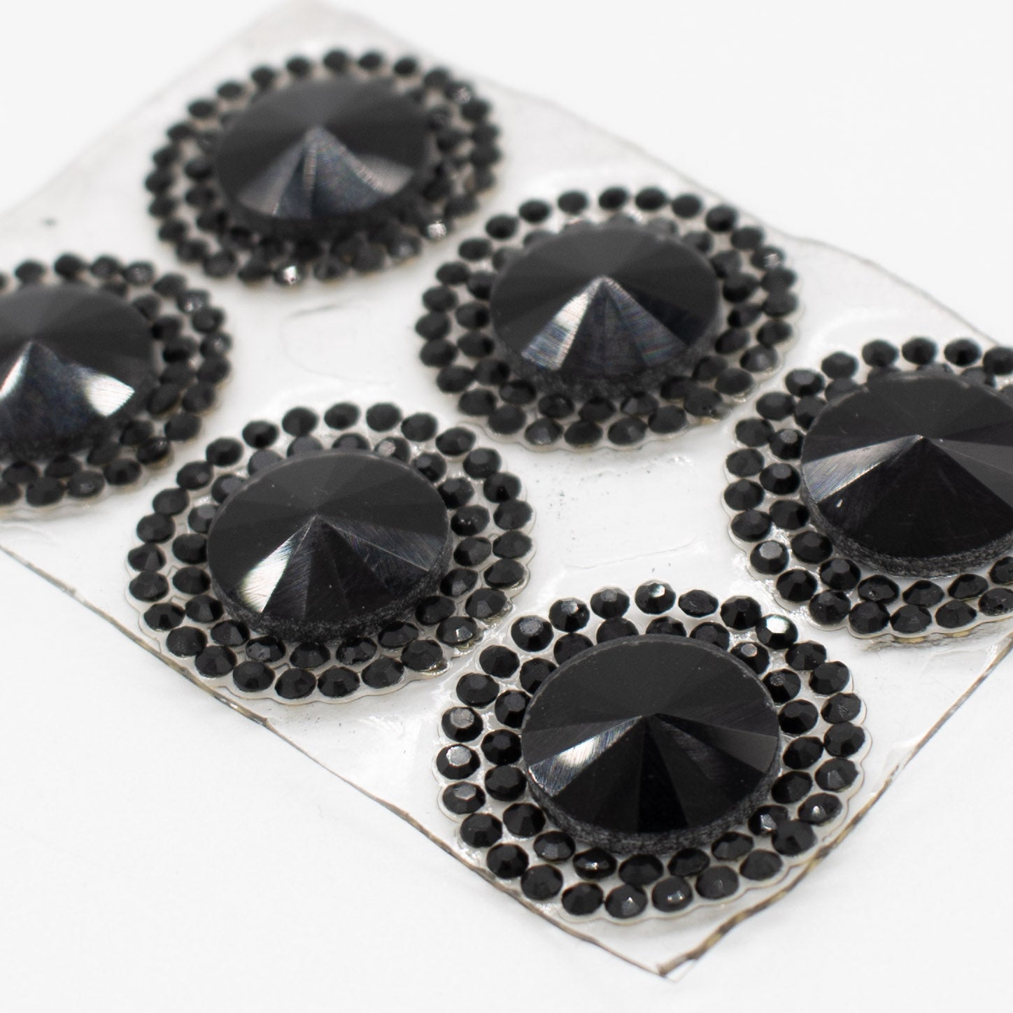 Black Round Diamante Iron-on Motif 2CM
