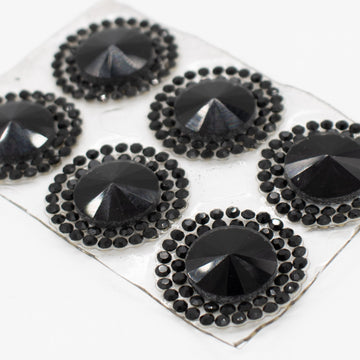Black Round Diamante Iron-on Motif 2CM