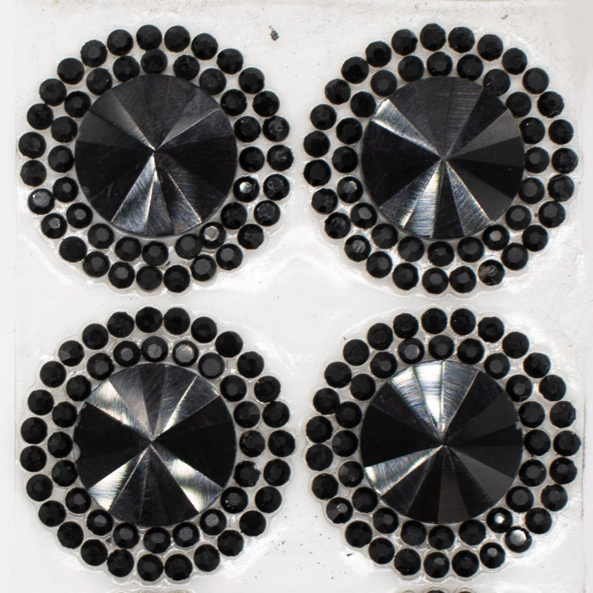 Black Round Diamante Iron-on Motif 2CM