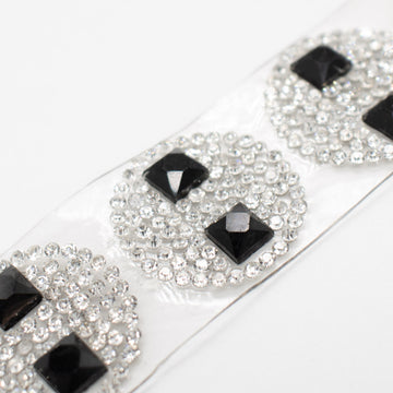 Black & Silver Round Geometric Diamante Iron-on Motif 2CM