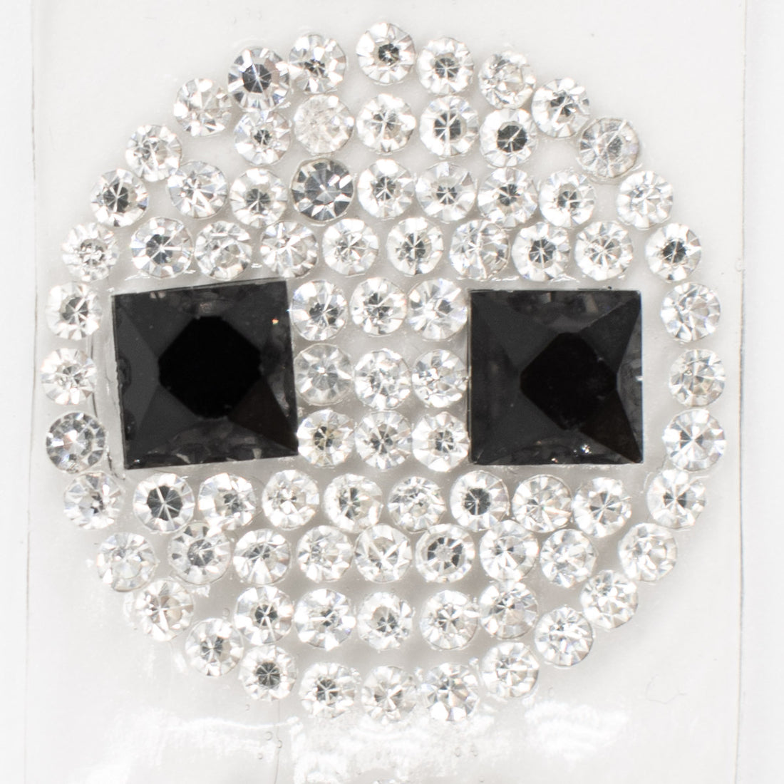 Black & Silver Round Geometric Diamante Iron-on Motif 2CM