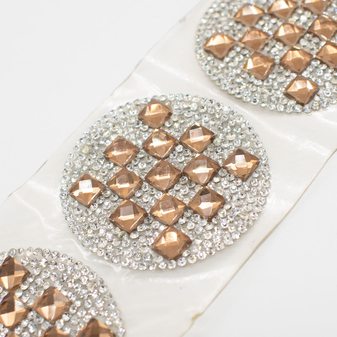 Rose Gold & Silver Round Geometric Diamante Iron-on Motif 4.5CM