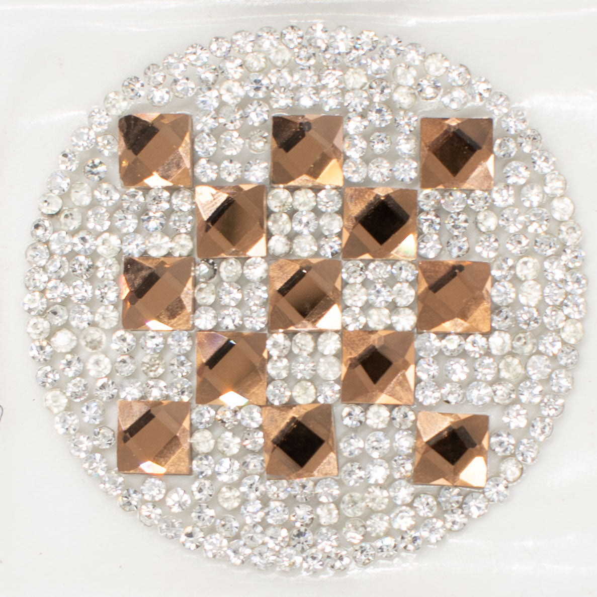 Rose Gold & Silver Round Geometric Diamante Iron-on Motif 4.5CM