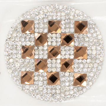 Rose Gold & Silver Round Geometric Diamante Iron-on Motif 4.5CM