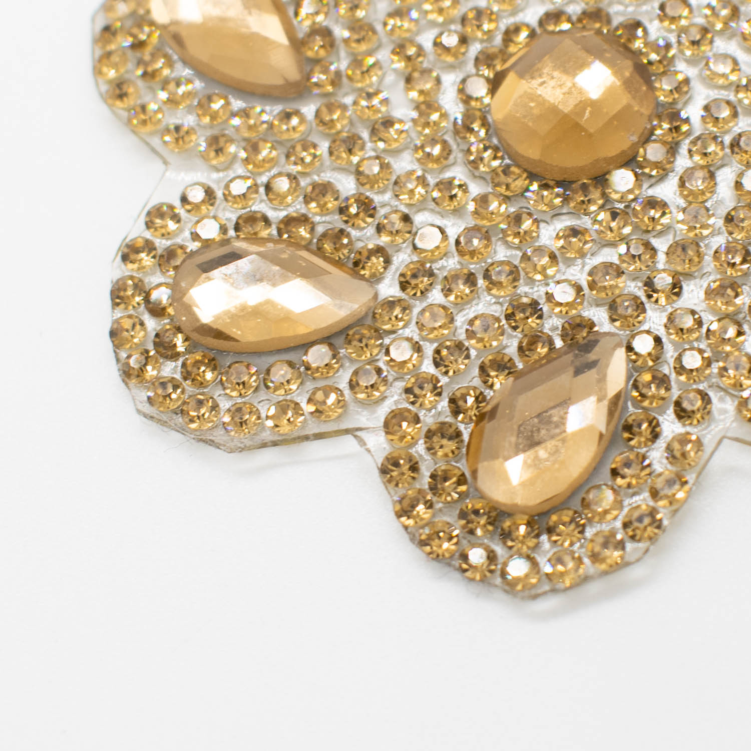 Gold Flower Diamante Iron-on Motif 6.5CM