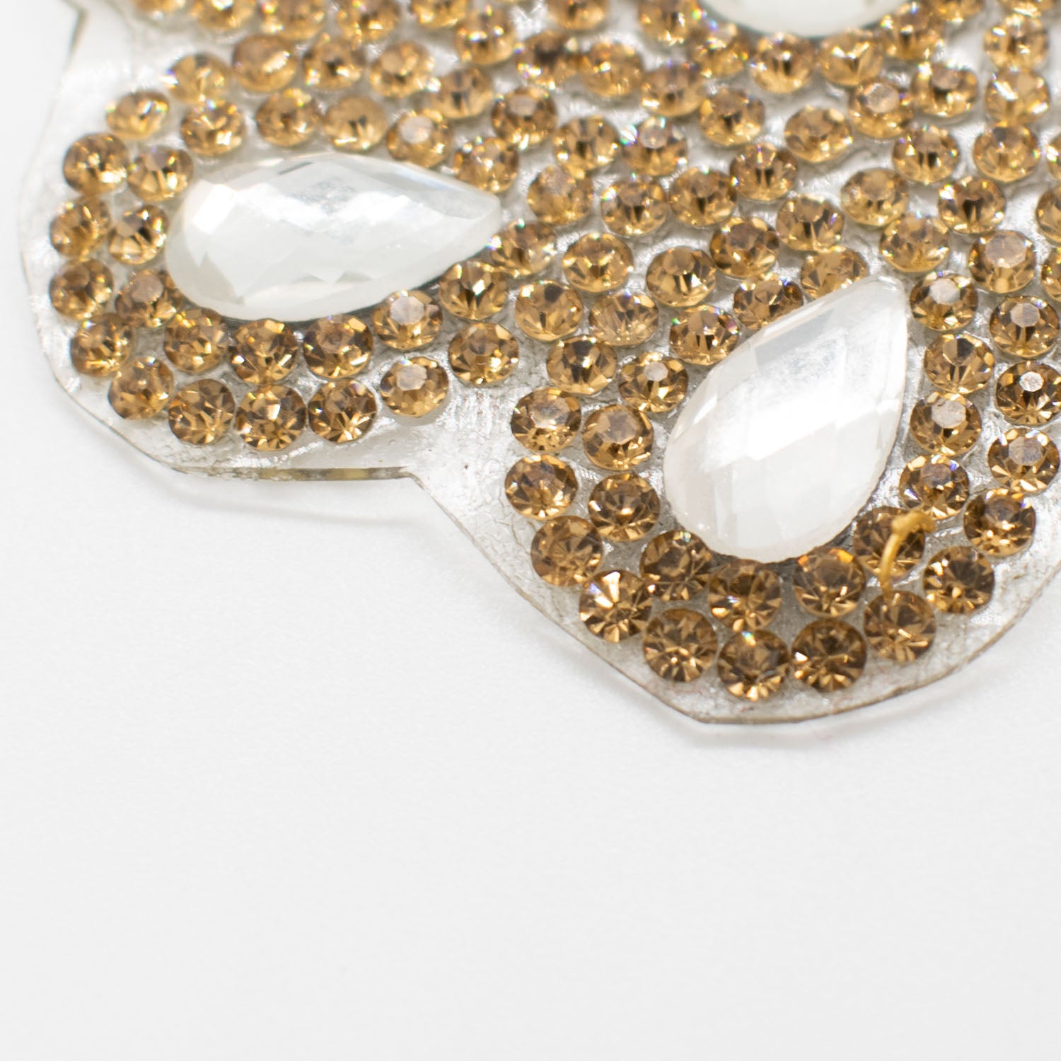 Gold & Silver Flower Diamante Iron-on Motif 6.5CM