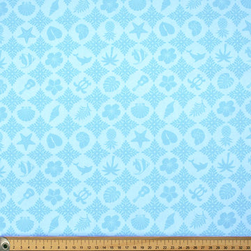 Hawaii Style Collection #16 Flower, Leaves & Sea Life on Blue Cotton Prints