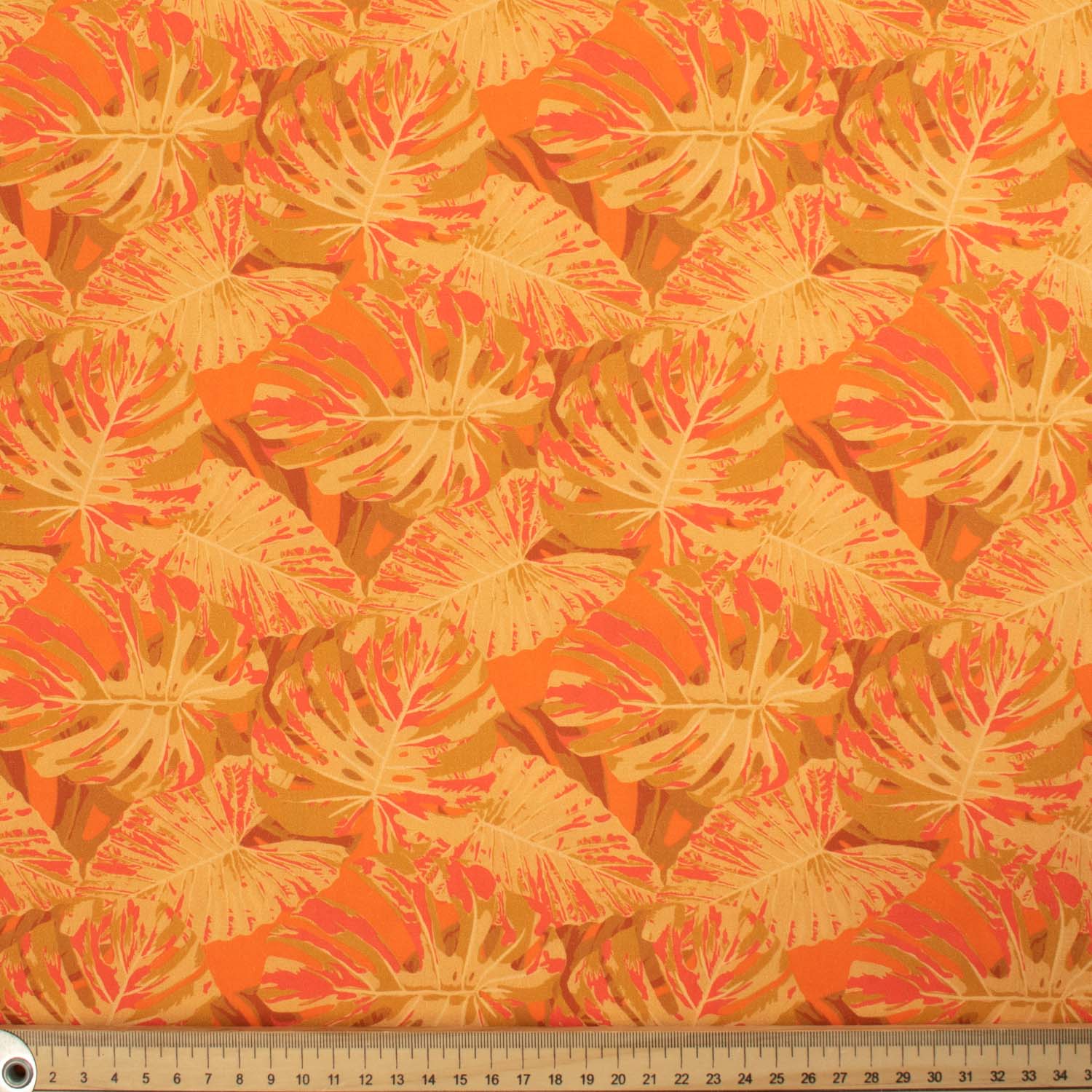 Hawaii Style Collection #08 Yellow Banana Leaves on Orange Cotton Prints