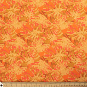 Hawaii Style Collection #08 Yellow Banana Leaves on Orange Cotton Prints