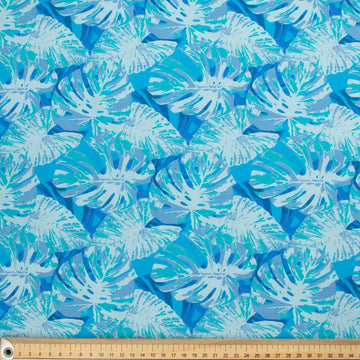Hawaii Style Collection #07 Sky Blue Banana Leaves on Blue Cotton Prints