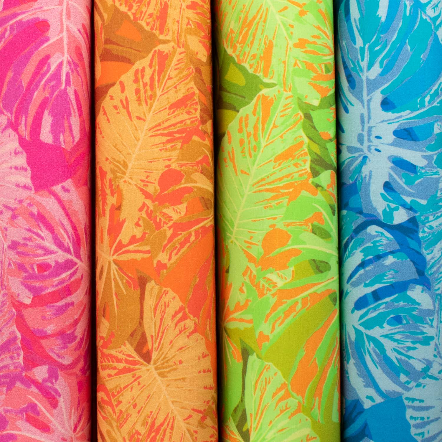 Hawaii Style Collection #08 Yellow Banana Leaves on Orange Cotton Prints