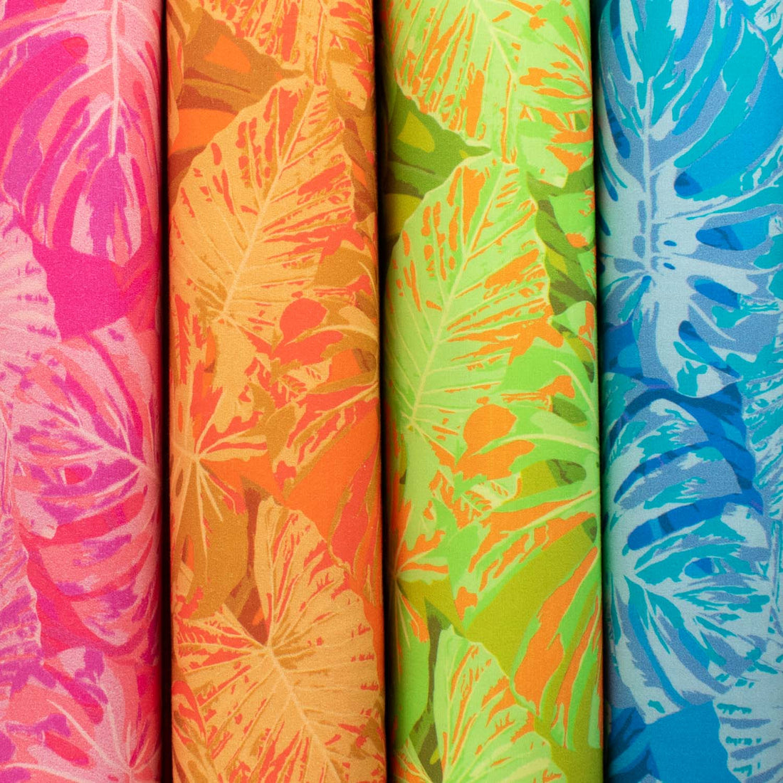 Hawaii Style Collection #07 Sky Blue Banana Leaves on Blue Cotton Prints