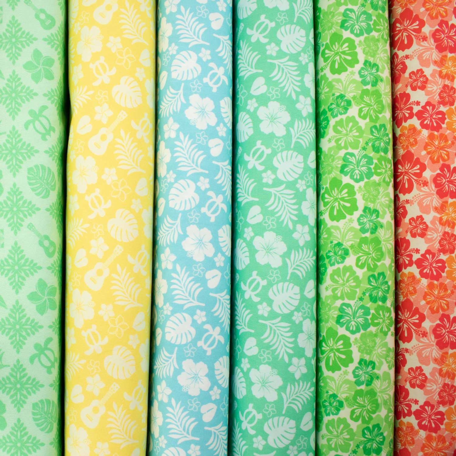 Hawaii Style Collection #13 Flower, Leaves & Sea Life on Pink Cotton Prints