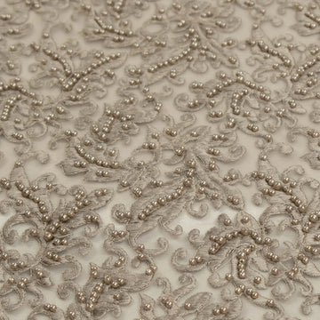 Heavy Embroidered Pearl Beaded Chantilly Lace Oyster Pearl