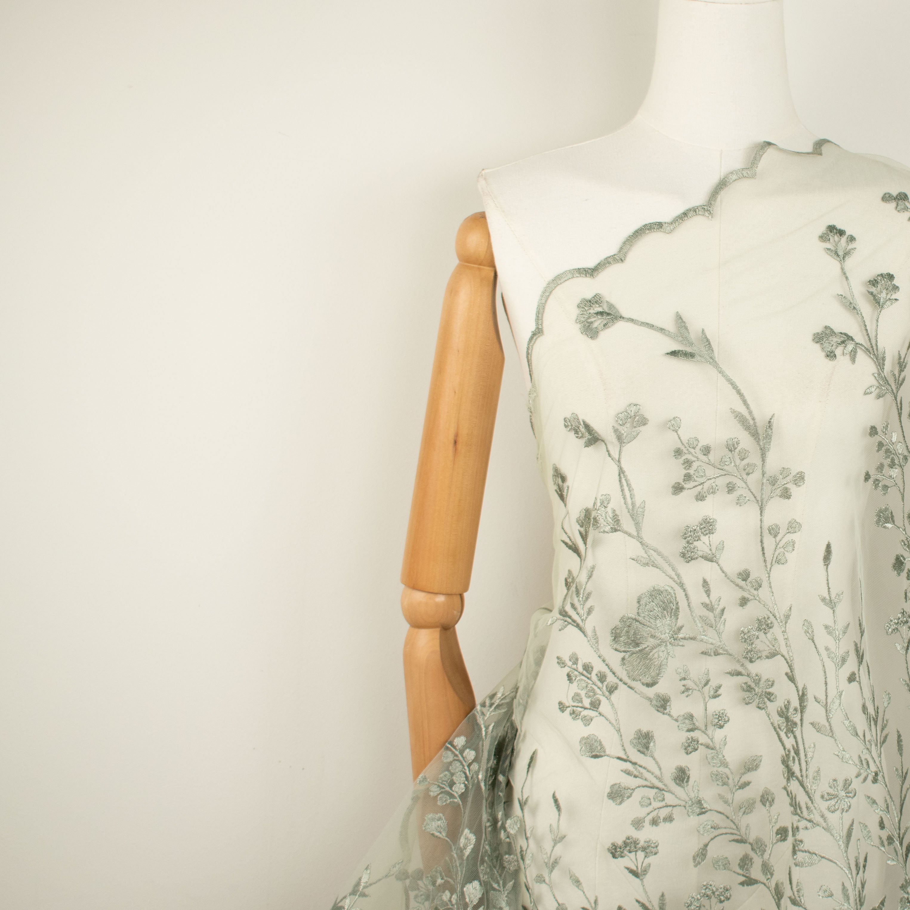 Floral Heavy Embroidered Lace Sage