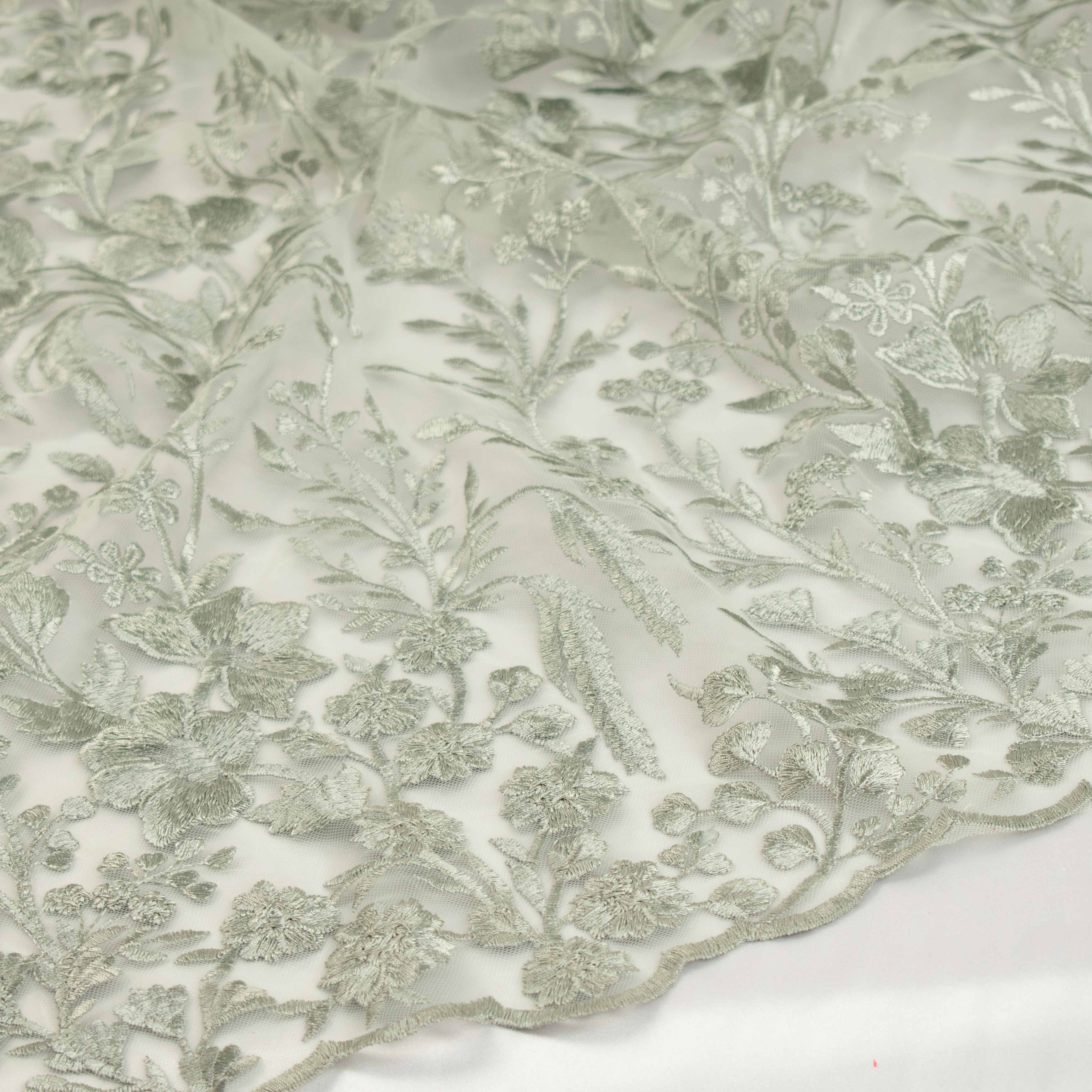 Floral Heavy Embroidered Lace Sage