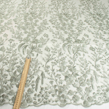 Floral Heavy Embroidered Lace Sage