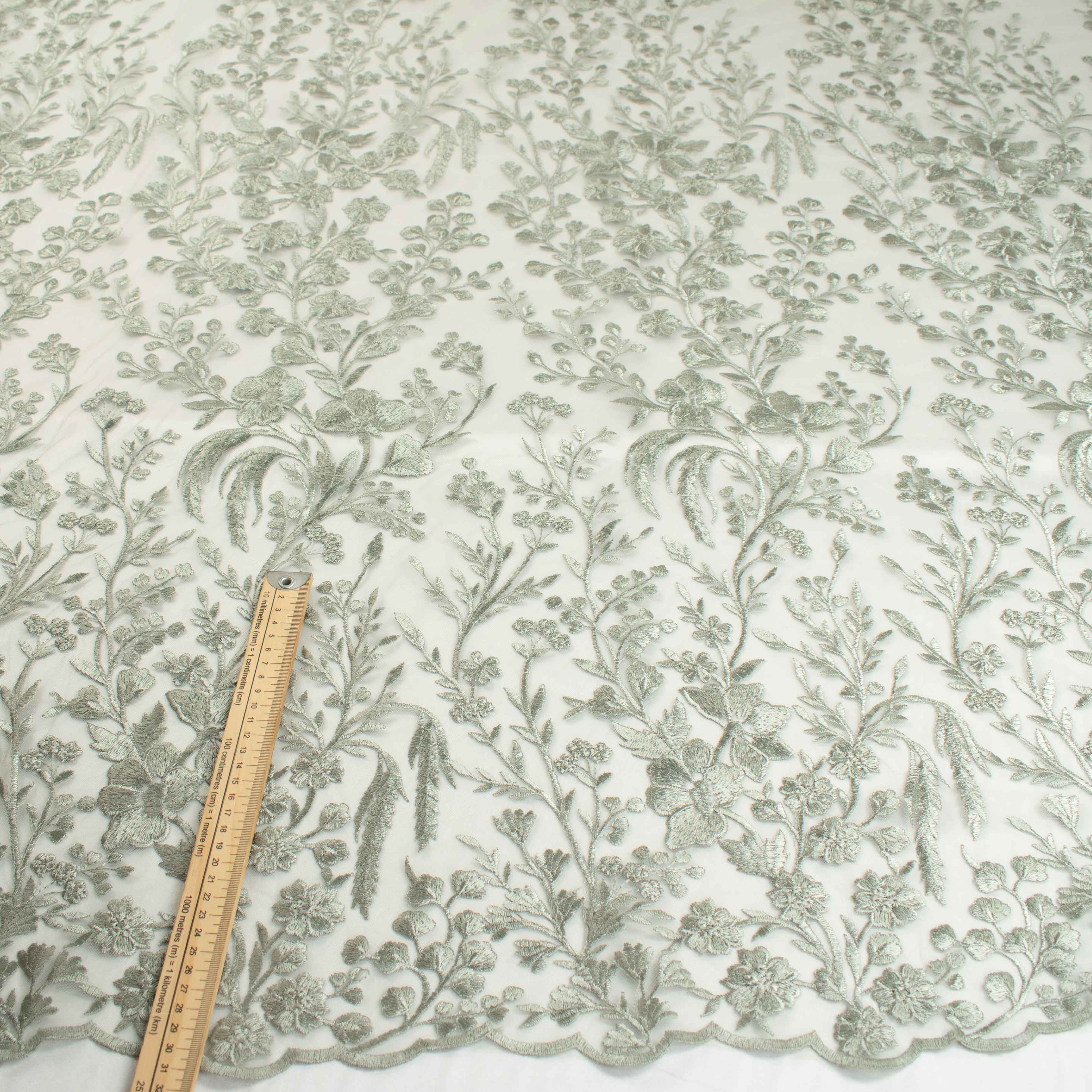 Floral Heavy Embroidered Lace Sage