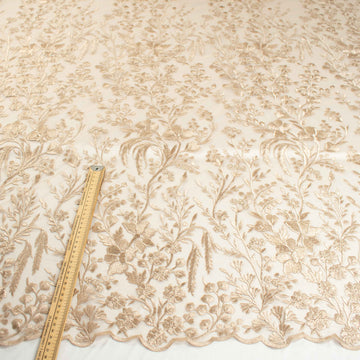 Floral Heavy Embroidered Lace Beige