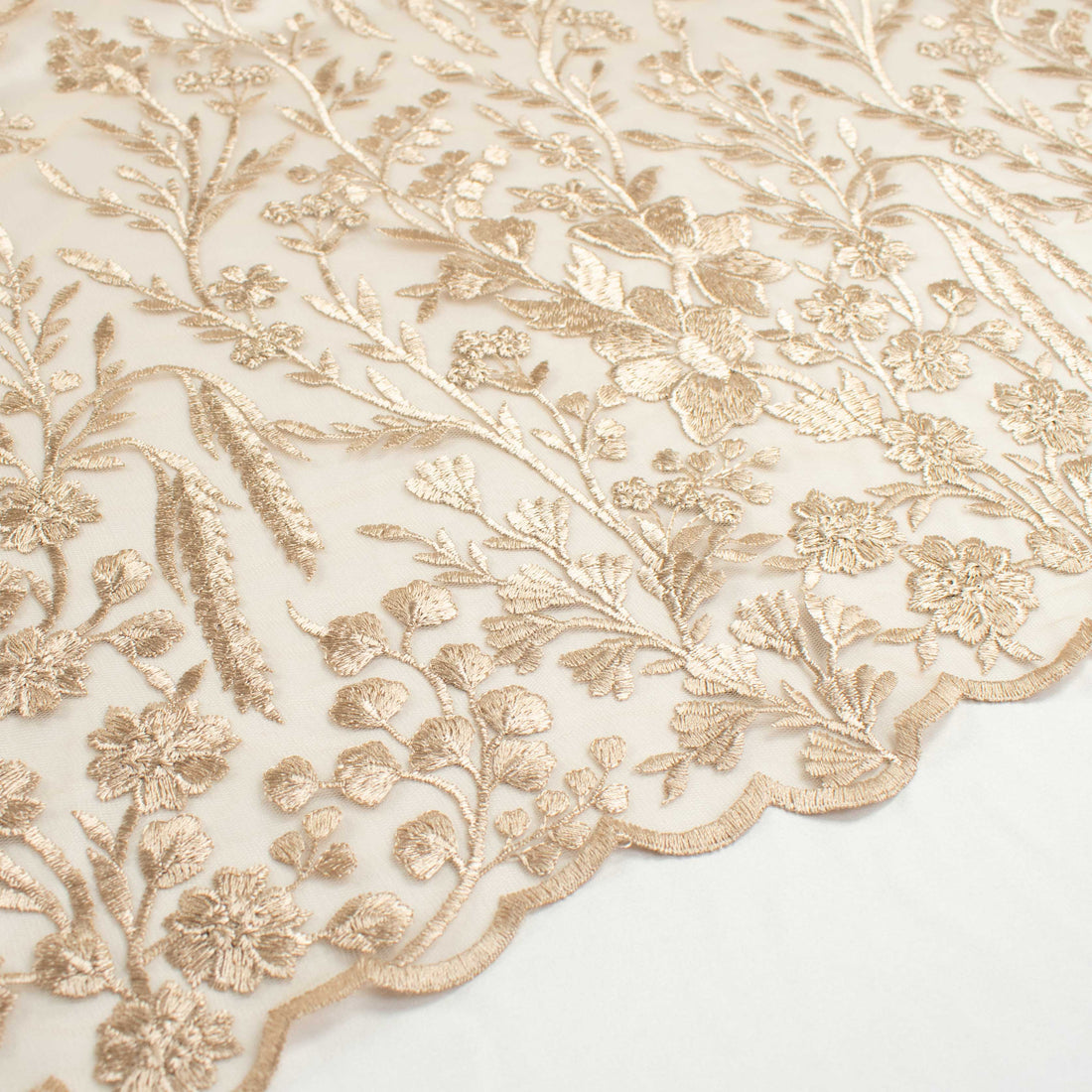 Floral Heavy Embroidered Lace Beige