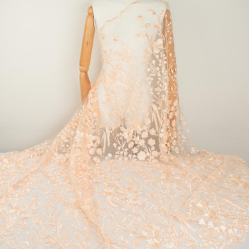 Floral Heavy Embroidered Lace Peach